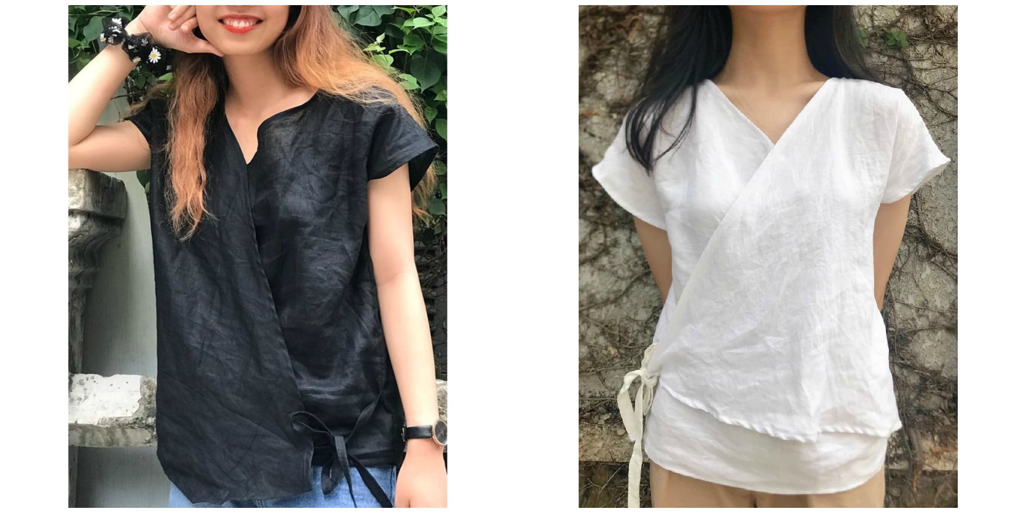 Chiếc áo "Thắt" gồm 2 màu trắng/đen