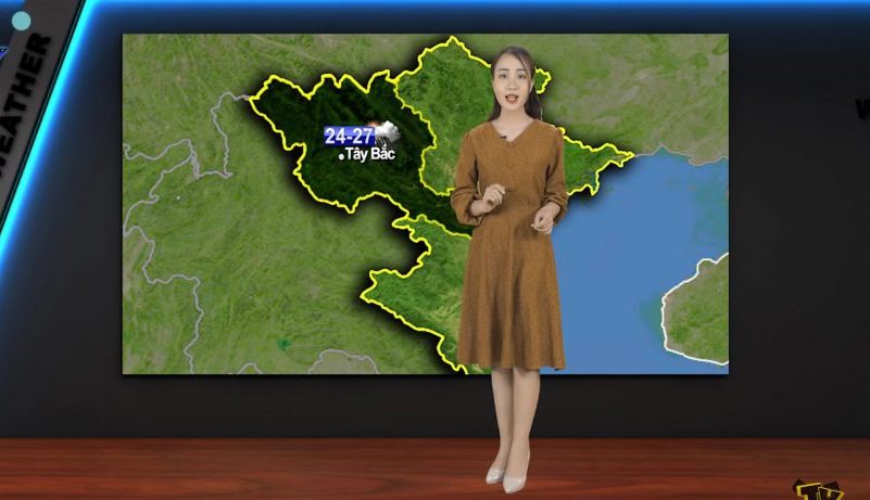 MC Lại Thúy Quỳnh hiện dẫn chương trình dự báo thời tiết.