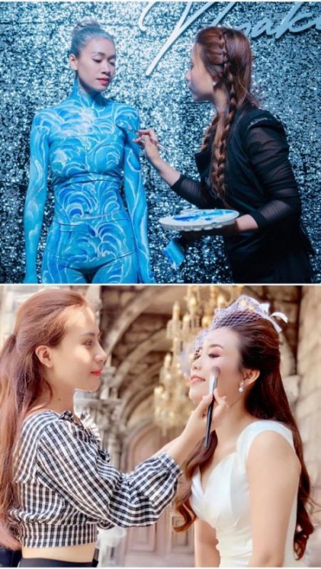 Quỳnh Mơ đồng hành cùng Vacosi Makeup Tour trong tác phẩm Body Painting và những tác phẩm nghệ thuật khác.
