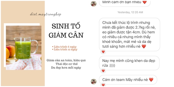 Liệu trình sinh tố giảm cân hiệu quả được khách hàng ủng hộ 