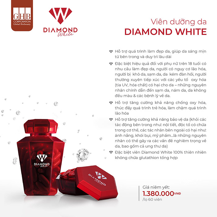 Công dụng làm trắng và chống lão hóa của Diamond White là trên cả tuyệt vời
