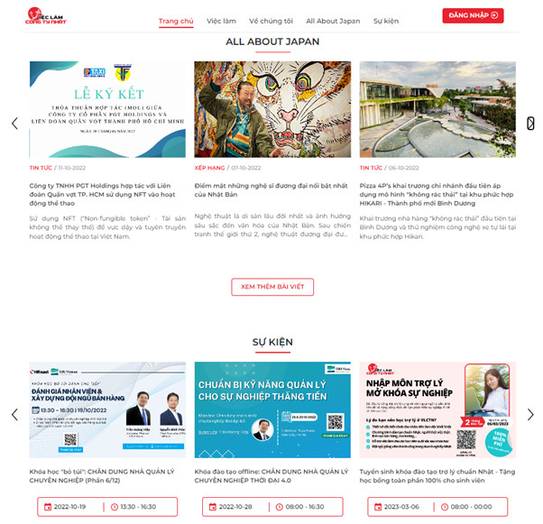 Giao diện website phiên bản mới tổng hợp các sự kiện, chương trình, hội thảo của VLCTN